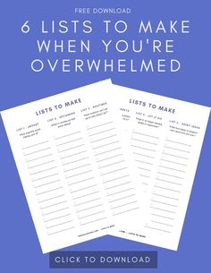 6 Lists to Make When Overwhelmed Organisation Ideas Planners, Time Management Planner, Making Lists, Organisation Ideas, Simplifying Life, Budget Planer, Todo List, Organization Planning