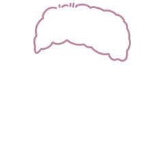 the outline of a person's head in front of a white background with pink lines