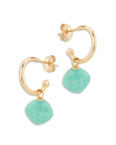 Bloomingdale's Turquoise Dangle Mini Hoop Earrings in 14K Yellow Gold - 100% Exclusive Turquoise Hoop Earrings Gold, Hoop Earring Outfit, Turquoise Hoop Earrings, Mini Hoop Earrings, Exclusive Jewelry, Beaded Hoop Earrings, Beaded Hoops, Opal Earrings, Turquoise Beads