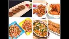 several different pictures of food including meats and vegetables