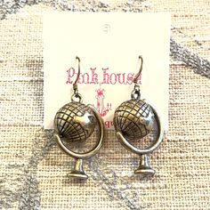 Spinning Globe Charm Earrings Spinning Globe, Charm Earrings, Spinning, Globe