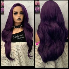 Look Stylish & Sexy Dark Purple Wig, Wig Ideas, Purple Wig, Wig Color, Hrithik Roshan, Look Stylish, Lace Front Wig, Purple Black, Dark Purple