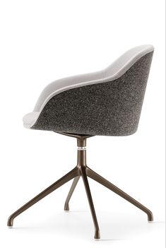 an upholstered chair with a white seat and black base, viewed from the front