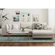 a living room scene with focus on the sectional sofa