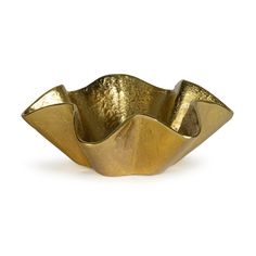 Elevate your decor with the large Pedicoat Bowl, finished in rich natural brass. Featuring gracefully ruffled edges and a warm metallic sheen, this striking vessel adds a touch of sophistication to any space. Perfect as a statement piece on a coffee table or console, the large Pedicoat Bowl combines timeless elegance with a bold, modern aesthetic. Gold Bowl Decor, Bowl Decor, Gold Bowl, Padded Wall, Brass Bowl, Sculptural Object, Outdoor Ottomans, Flush Mount Ceiling Fan, Metal Bowl