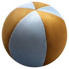 an orange and blue beach ball on a white background