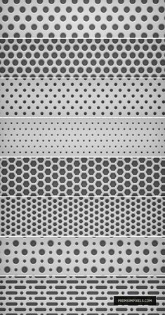 an abstract metal background with circles and dots in black and white, as well as the word