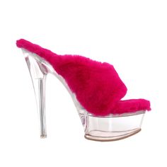 Faux fur with man made sole Slip-on styling Heel measures approx. 5.75" H Platform measures approx. 1.5" H Imported Trendy Closed Toe Synthetic Slippers, Comfortable Heels With Padded Heel And Round Toe, Pink Synthetic Heels For Fall, Comfortable Round Toe Heels With Cushioned Footbed, Comfortable Cushioned Round Toe Heels, Trendy Platform Slip-on Slippers, Trendy Closed Toe Winter Slippers, Fabric High Heel Boots, Spring Fabric Slippers With Round Toe