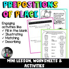 the prepositions of place worksheets and activities