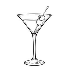 a martini glass with an olive garnish on the rim