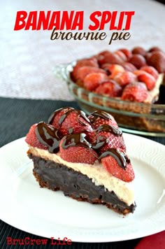 a slice of chocolate cheesecake with strawberries on top