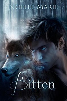 a young man holding a wolf in front of him and the words bitten on it