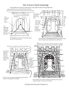 instructions for how to draw a castle arch