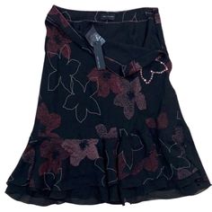 Brand: The Limited Color: Black With Pink Flowers, White Outline Flowers & Pink Rhinestone Flower Material: Shell-100% Silk, Lining-100% Poly Size: 8 Waist: 30 Hips: 18 Length: 22 Condition: Brand New With Tags We Ship Everyday Except Sunday & Holidays! Our Inventory: 16 Pink Suede Skirt, Outline Flowers, White Polka Dot Skirt, Black Leather Pencil Skirt, Black Floral Skirt, Burgundy Skirt, Belted Mini Skirt, Stretch Pencil Skirt, Grey Pencil Skirt