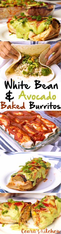 white bean and avocado baked burritos are the perfect appetizer