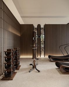 there are many exercise equipment in this room