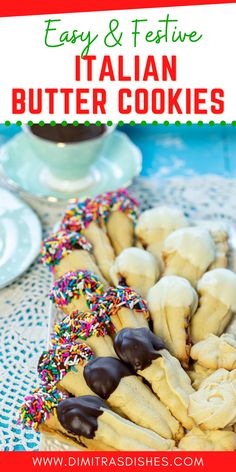 italian butter cookies with chocolate and sprinkles