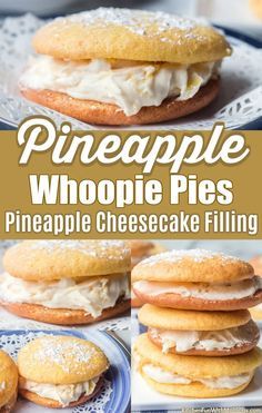 pineapple whoopie pies are stacked on top of each other