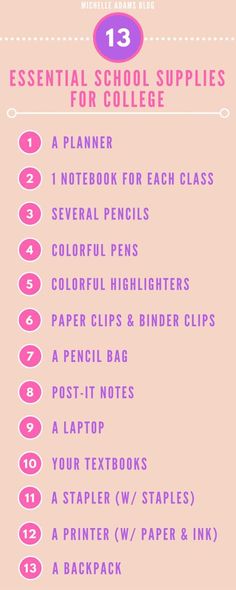 a pink poster with the text essentials for students to use in their school's classroom