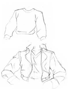 a drawing of a woman's shirt and jacket, from the front to the back