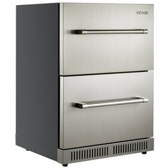 a stainless steel oven with two drawers on each side