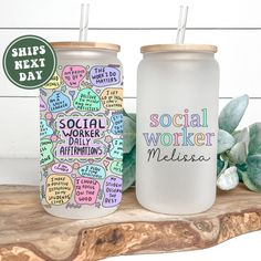 two personalized tumblers sitting next to each other