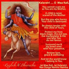 an image of maha kartai on horseback with the caption'you cannot scare me as you are my mother, but the one who harms your child is destroy