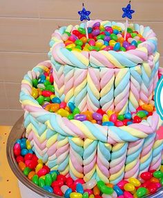 there is a large cake made out of candy