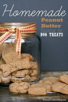 homemade peanut butter dog treats in a jar