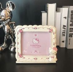 Cute Home Goods, Cute Household Items, Coquette Picture Frame, Coquette Pictures, Hello Kitty Resin, Folder Decoration, Hello Kitty Decor, Cute Picture Frame, Coquette Stuff