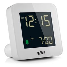 Braun Digital Alarm Clock with Snooze and Negative LCD Display White Braun Clock, Digital Radio, Radio Clock, Electric Razor, Red Dot Design, Hi-fi, Digital Clocks, Flip Clock, Digital Alarm Clock