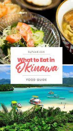 what to eat in akinawa food guide on the beach with text overlay