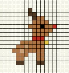 A pixel art template of Rudolf the red nose reindeer from the side. Pixel Art Noel, Christmas Perler Beads, Piskel Art, Graph Paper Drawings, Tiny Cross Stitch, Pix Art, Pixel Art Grid