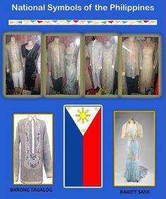 the national symbols of the philippines are shown in three different colors and styles, including an official flag