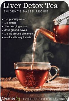 Liver Detox Tea, Detox Tea Recipe, Cleanse Your Liver, Liver Diet, Healthy Advice, Healthy Juice Recipes, Cleanse Recipes