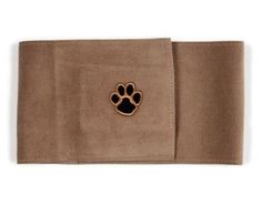 a brown wallet with a dog paw on it