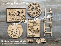 the unfinished wood kit includes four different items