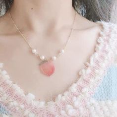 Kawaii Peach Necklace PN3437 Cute Accessories Kawaii, Kawaii Peach, Kawaii Necklace, Lovers Jewelry, Peach Necklace, Japanese Jewelry, Pretty Jewelry, Fashion Story, Pretty Jewellery