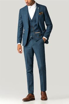 Wedding Suits Men Blue, Summer Wedding Suits, Prom Suits For Men, Mens Casual Suits, Stylish Mens Suits, Suit Groom, Blue Suit Men