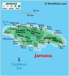 a map of jamaica with the capital and major cities