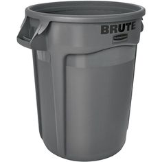 a grey trash can with the lid open