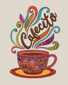 a drawing of a coffee cup with the words creative written in it's center