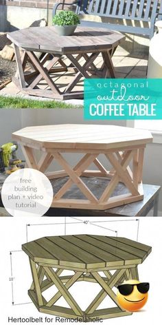 an outdoor coffee table with plans to build it