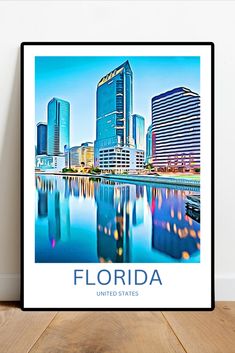 Tampa, Florida travel print - Cityscape - Experience the vibrant energy of downtown Tampa with this captivating artwork. Florida Travel Poster, Business District, Skyline Art, Vibrant Energy, Tampa Florida