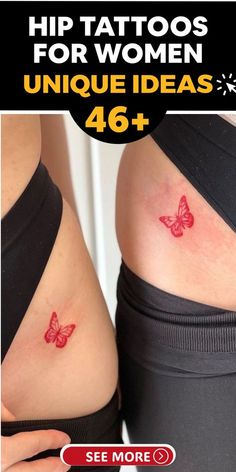 two women with tattoos on their stomachs and the words hip tattoos for women unique ideas 46