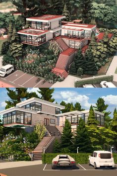 this is an artist's rendering of a house in the middle of two different views