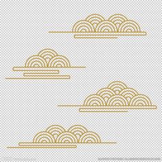 three golden clouds in the sky on a white background, with gold trimmings