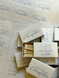 many matches are in a box on the floor with labels that read, the perfect match