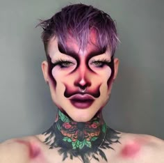 Halloween Drag Makeup, Face Paint Vampire, Drag King Makeup Ideas, Drag Makeup Ideas, Drag Makeup Looks, Drag King Makeup, Halloweenský Makeup, Monster Makeup