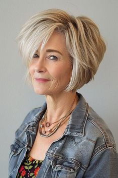 Hair With Grey Highlights, Blonde Hair With Grey Highlights, Ash Blonde Bob, Grey Highlights, Hair With Layers, Hair Things, Stylish Haircuts